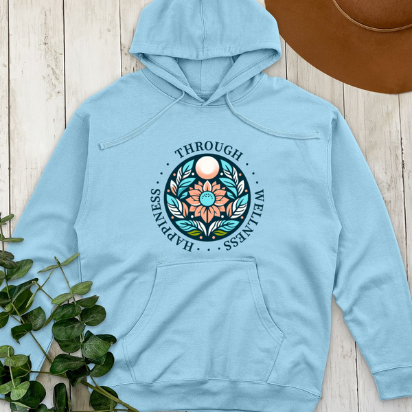 Happiness Through Wellness 02 Midweight Hooded Sweatshirt