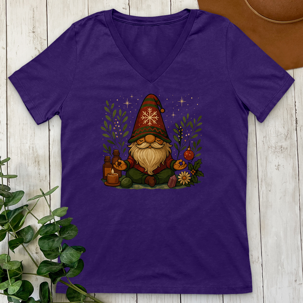 Meditating Gnome in a Festive Wonderland V-Neck